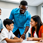 **

"A diverse group of students collaborating on a project in a modern, well-lit classroom, fully clothed, appropriate attire, safe for work, perfect anatomy, natural proportions, professional photography, high quality, family-friendly. The scene emphasizes teamwork, technology, and positive interactions."

**