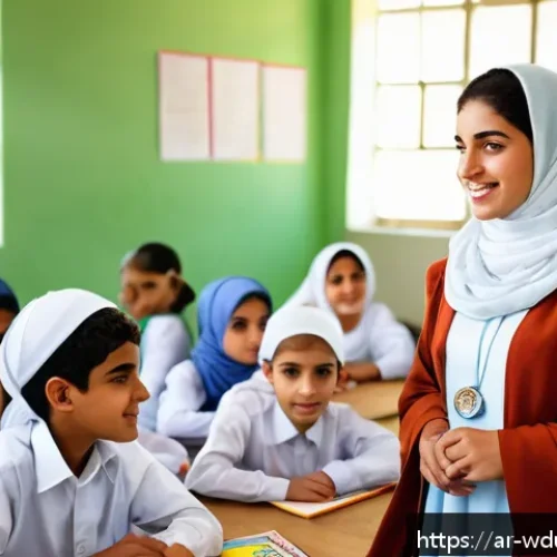 Home 30 전인적 교육 접근에서의 문화적 다양성 존중 - A vibrant multicultural classroom scene in a Middle Eastern school setting, featuring Arab students ...