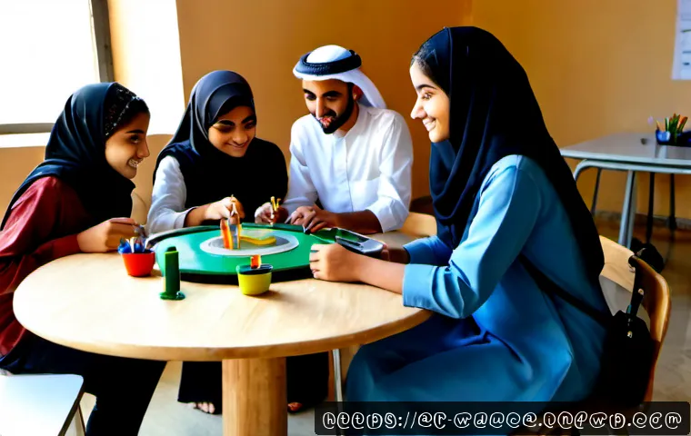 전인적 교육 접근의 미래 전망 - Photorealistic future-focused holistic education classroom in a modern Arab city, diverse Arab teena...
